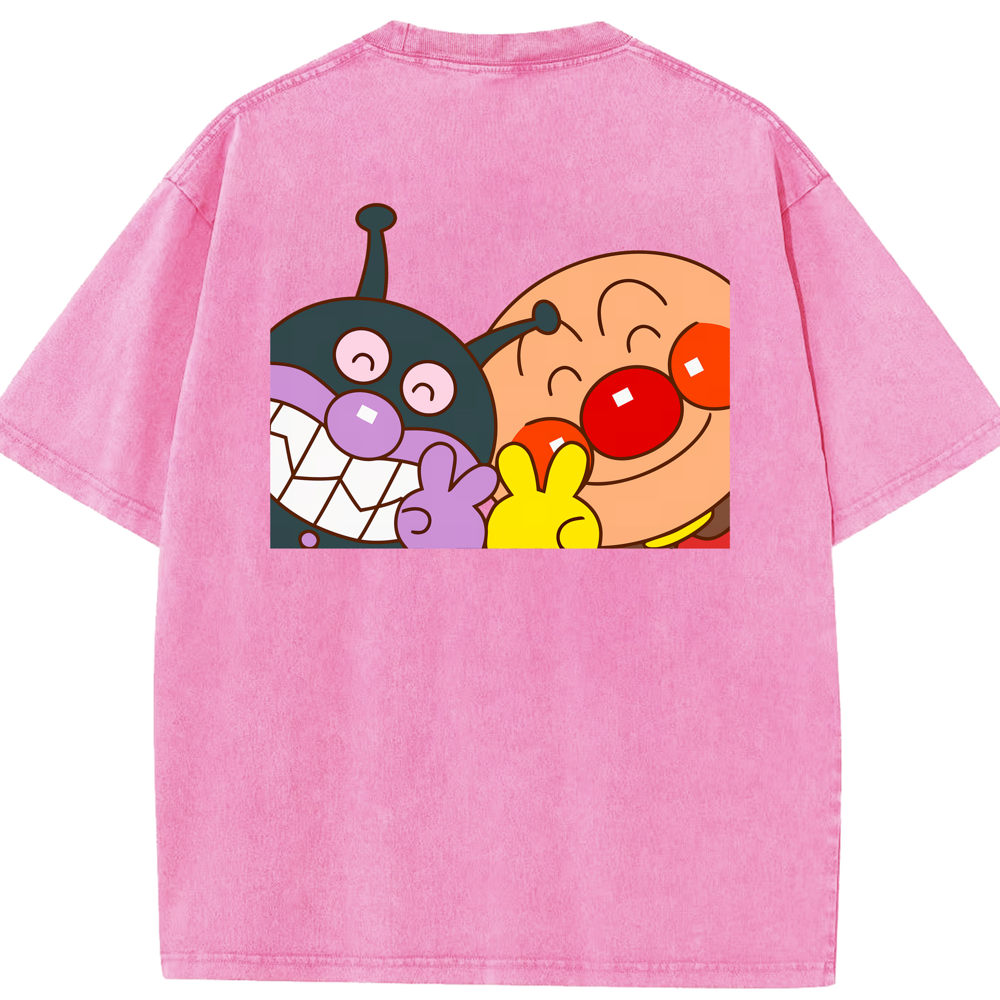 （画像用） アンパンマン Anpanman 綿100% ヴィンテージ風 半袖Tシャツ（背面プリント）